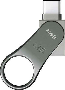 Silicon Power Mobile C80 USB flash drive 64 GB USB Type-A / USB Type-C 3.0 (3.1 Gen 1) Titanium