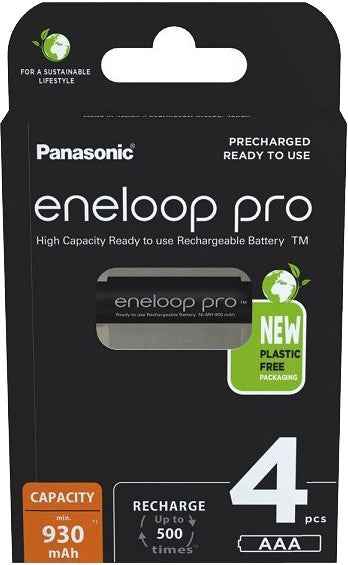 Rechargeable batteries PANASONIC ENELOOP PRO AAA 930 mAh 4 szt (BK-4HCDE/4CP)