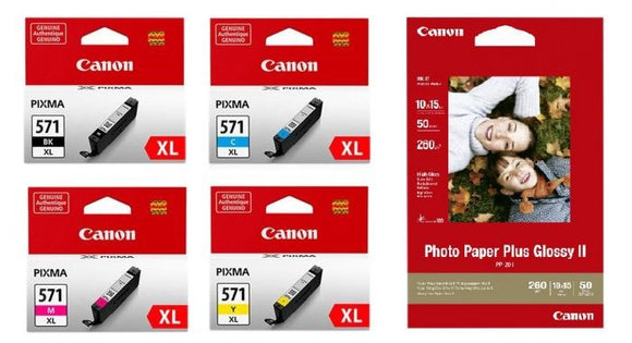 Pack économique d'encre et de papier photo Canon CLI-571XL, noir/couleur