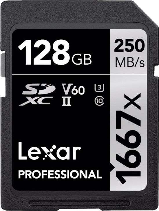 Carte mémoire lexar sdxc 128 go professionnel 1667x uhs-ii u3 v60