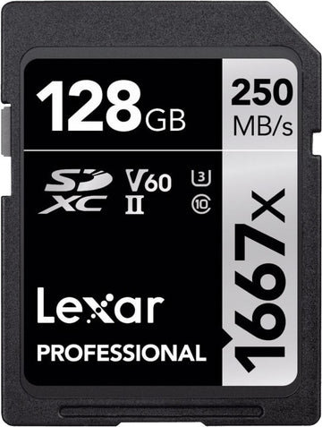 Carte mémoire lexar sdxc 128 go professionnel 1667x uhs-ii u3 v60