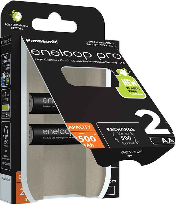 Panasonic rechargeable batteries ENELOOP Pro BK-3HCDE/2BE, 2500 mAh, 500 (2xAA) | Panasonic