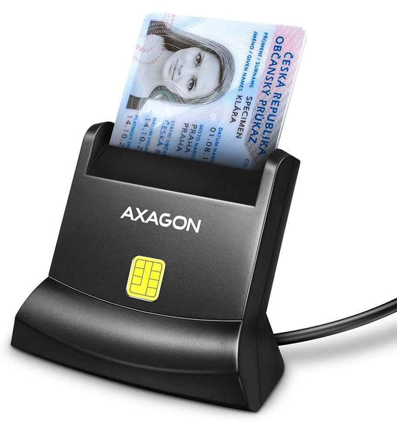 AXAGON Universal desktop USB contact Smart card/ID card reader with long, USB-A cable | CRE-SM4N
