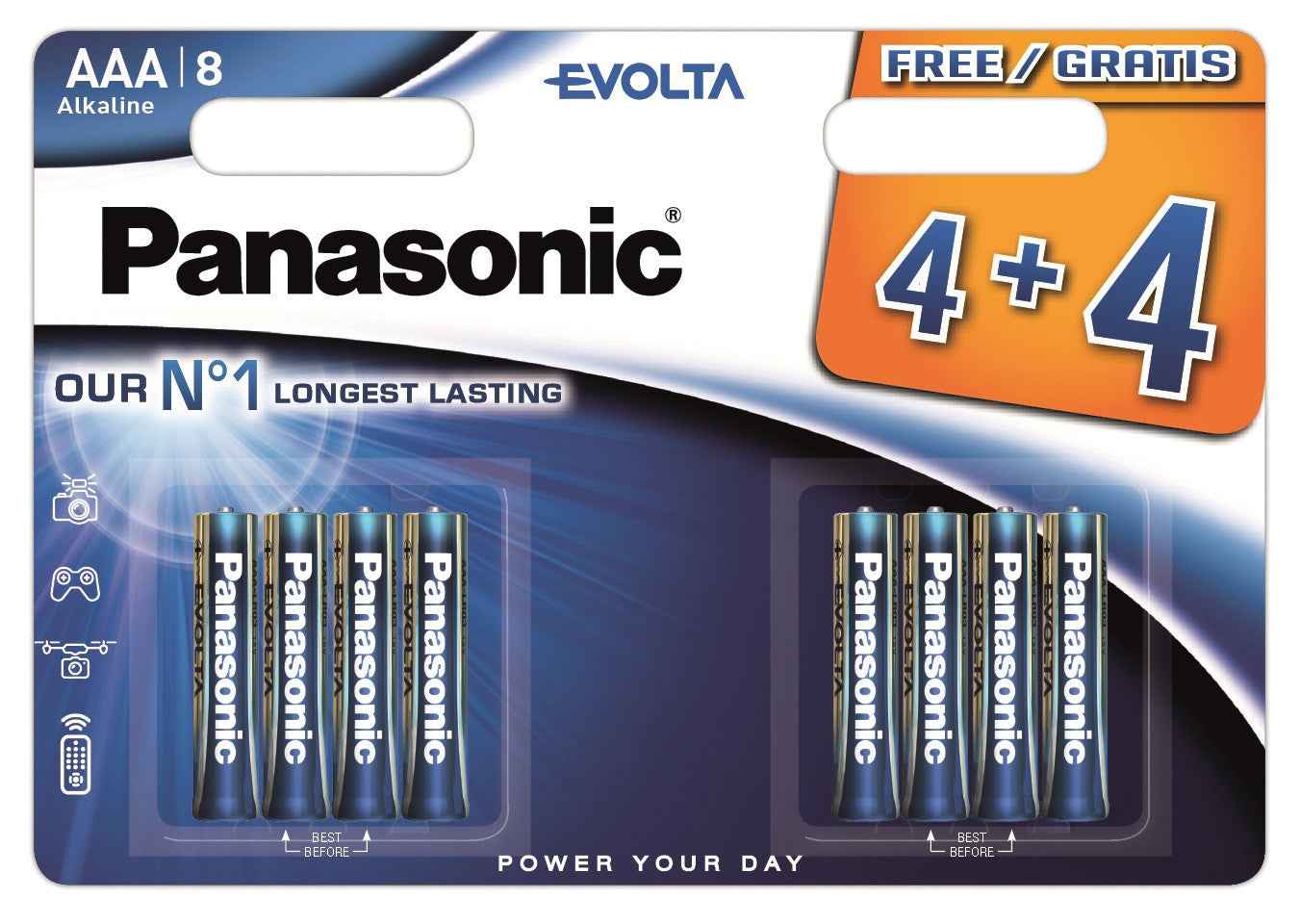 Piles Panasonic Evolta LR03EGE/8B (4+4 pièces)