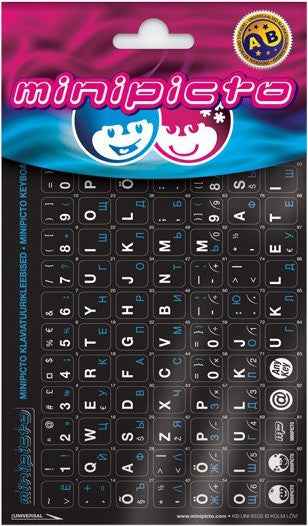 Autocollant clavier Minipicto EST/RUS KB-UNI-EE02-BLK-BLUE, noir/blanc/bleu