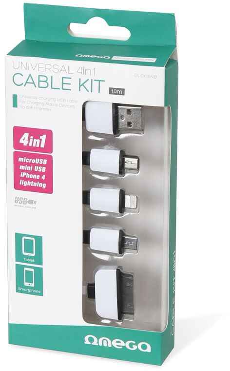 Omega cable USB - microUSB/miniUSB/Lightning/Apple 30-pin 4in1 (OUCK4WB)