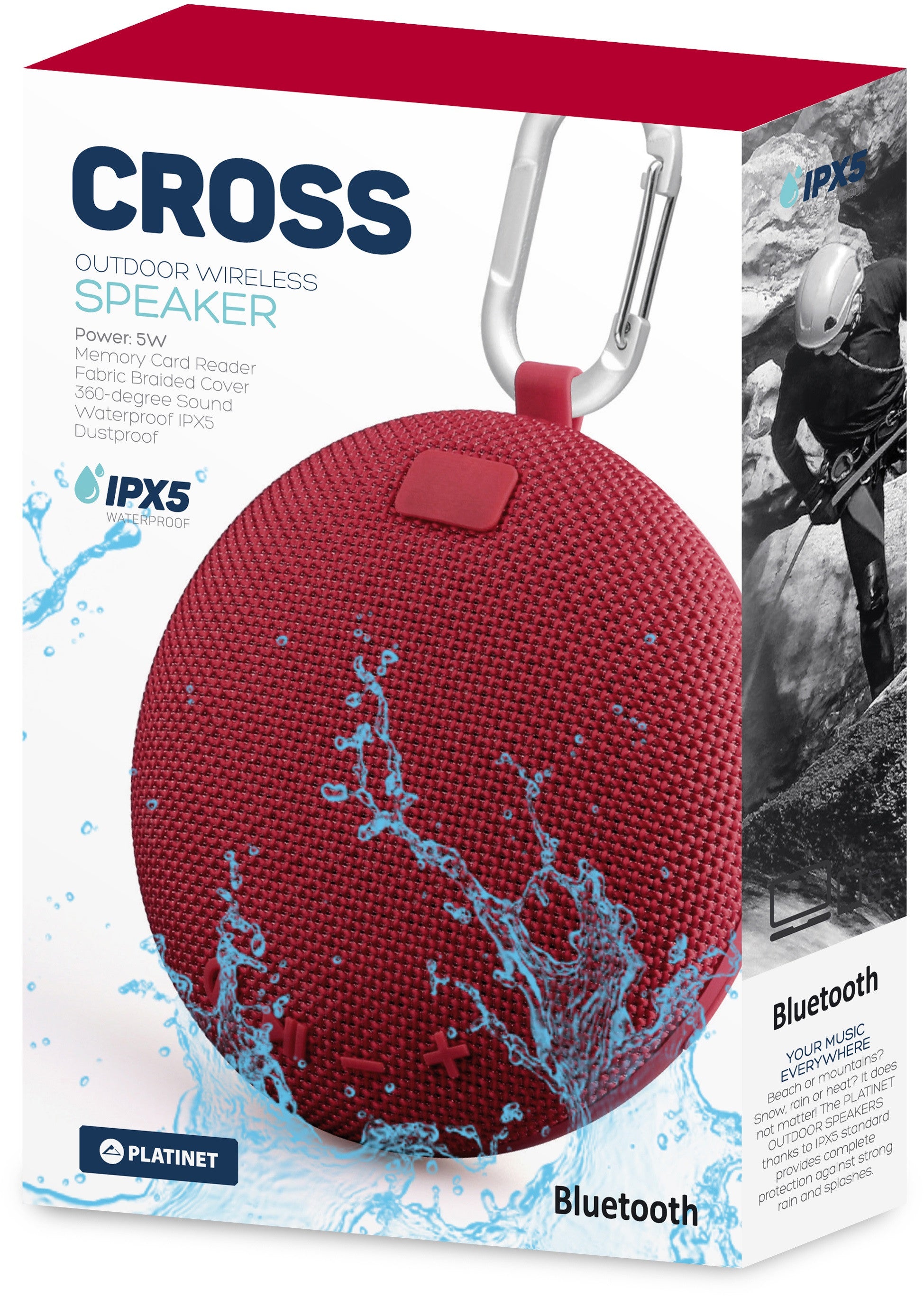 Enceinte sans fil Platinet Cross PMG14 BT, rouge (44493)