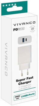 Chargeur Vivanco USB-A/USB-C PD3 20 W, blanc (62401)