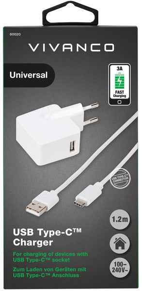 Chargeur Vivanco USB-C 3A 1,2 m, blanc (60020)