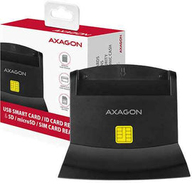 Axagon desktop stand reader Smart card / ID card AXAGON CRE-SM2 with USB 2.0 interface include SD, microSD and SIM card slots.