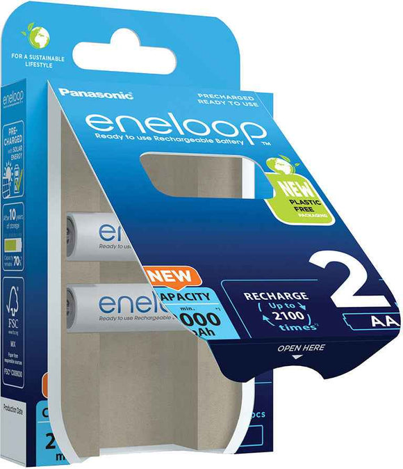 Panasonic Eneloop Batteries AA 2000mAh rechargeable 2 pcs