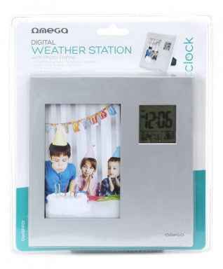 Omega digital weather station with photo frame OWSPF01, silver