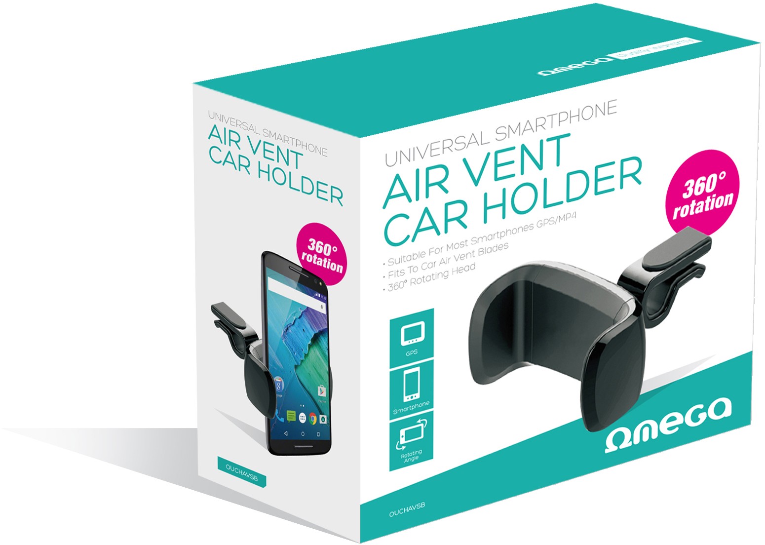 Support de ventilation de voiture Omega Fraise, noir 43483)