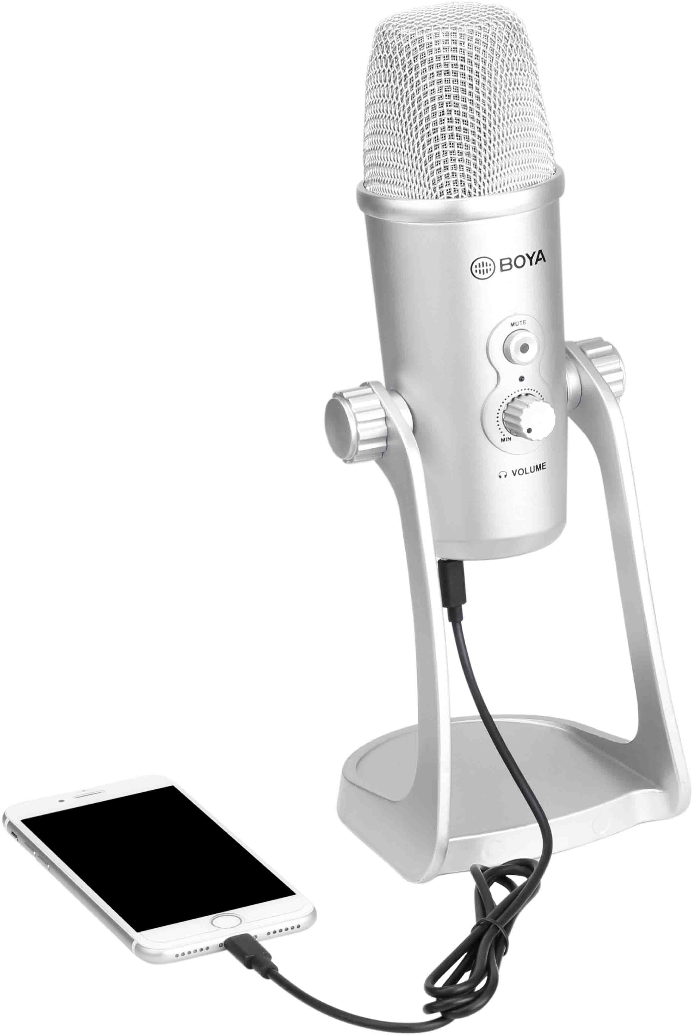 Microphone de studio usb à condensateur boya stéréo usb type-c lightning et usb-a  by-pm700sp  jaune