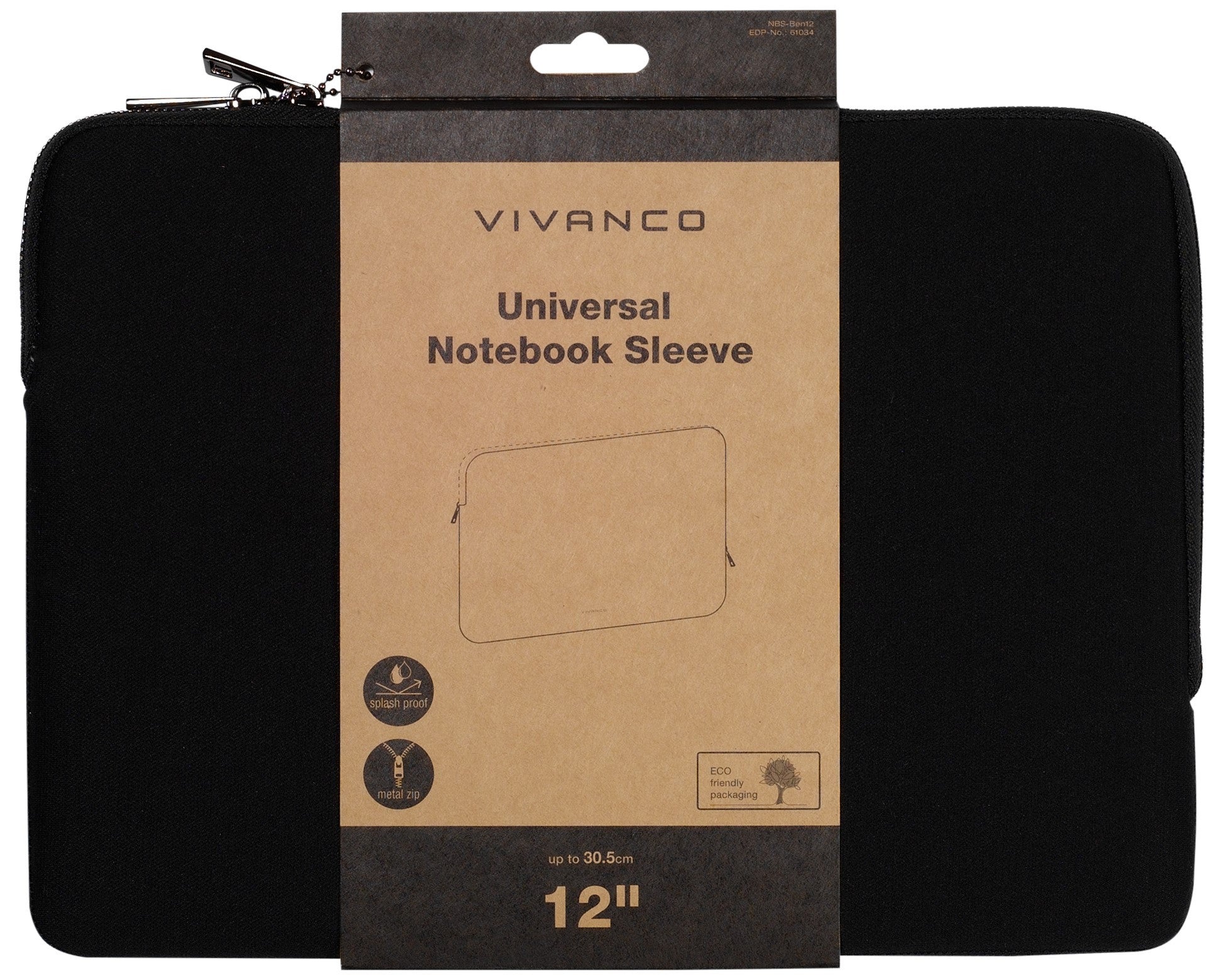 Sacoche pour ordinateur portable vivanco ben 12" noir
