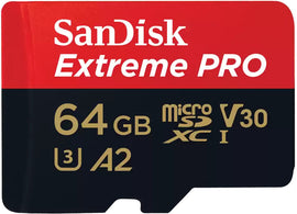 SANDISK Extreme PRO microSDXC 64GB + SD Adapter + 2 years RescuePRO Deluxe up to 200MB/s & 90MB/s Read/Write speeds A2 C10 V30 UHS-I U3 - 0