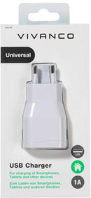 Chargeur usb vivanco 1a blanc 38348