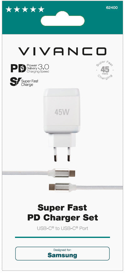 Chargeur USB-C Vivanco - USB-C 45 W 1 m (62400)