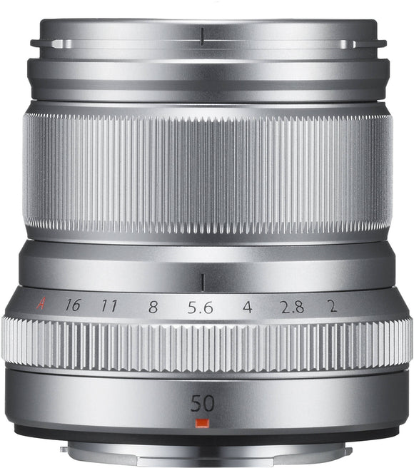 Fujifilm Fujinon XF 50mm f/2 R WR lens, silver
