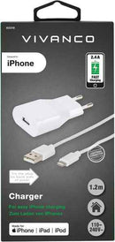 Chargeur Vivanco Lightning 2,4 A 1,2 m, blanc (60018)