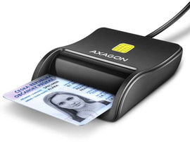 AXAGON Compact desktop USB contact Smart/ID card reader with long, USB-A cable | CRE-SM3N