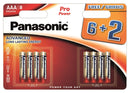 Batterie panasonic pro power lr03ppg/8b 6+2