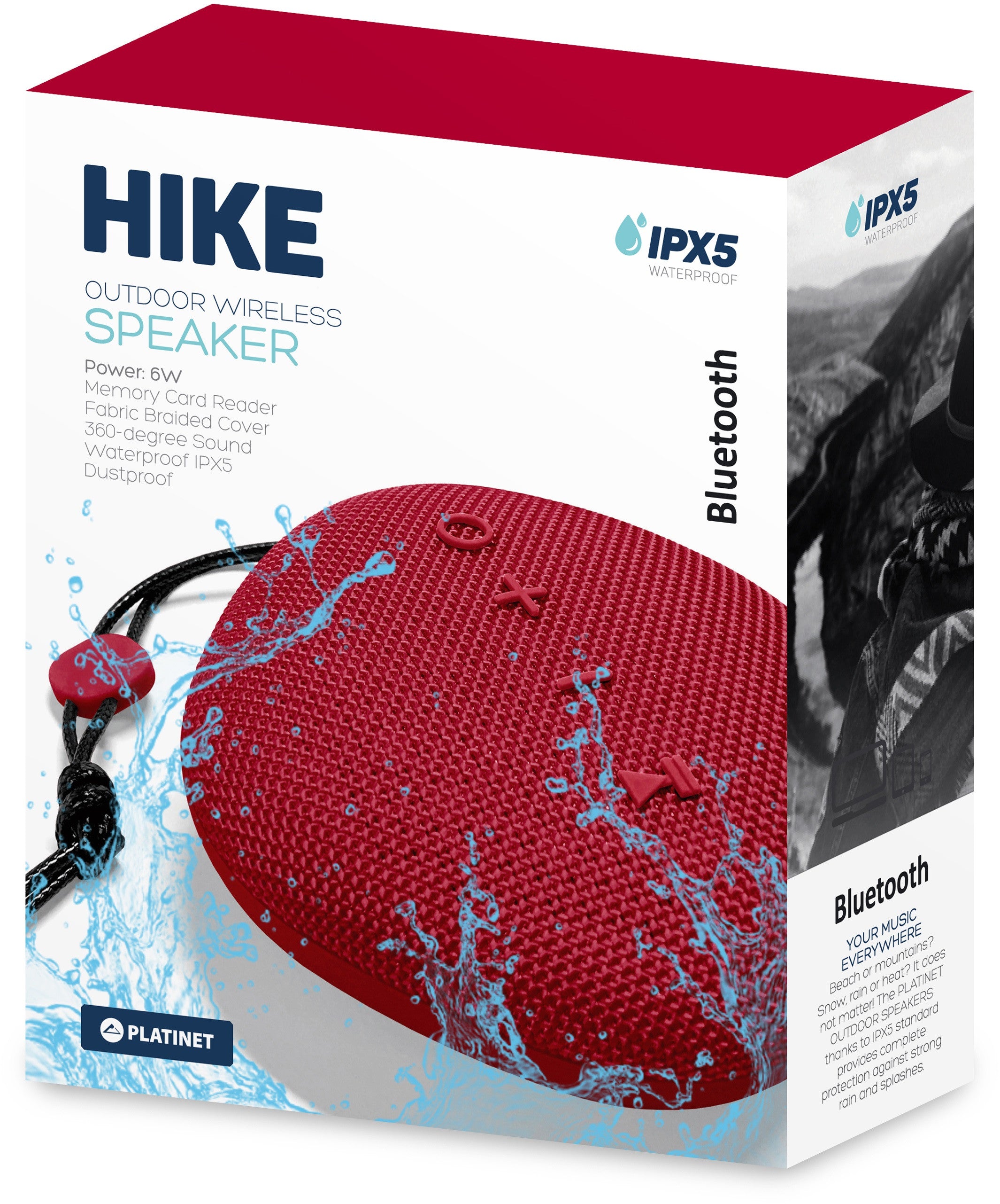 Enceinte sans fil platinet hike pmg11 bt rouge 44481