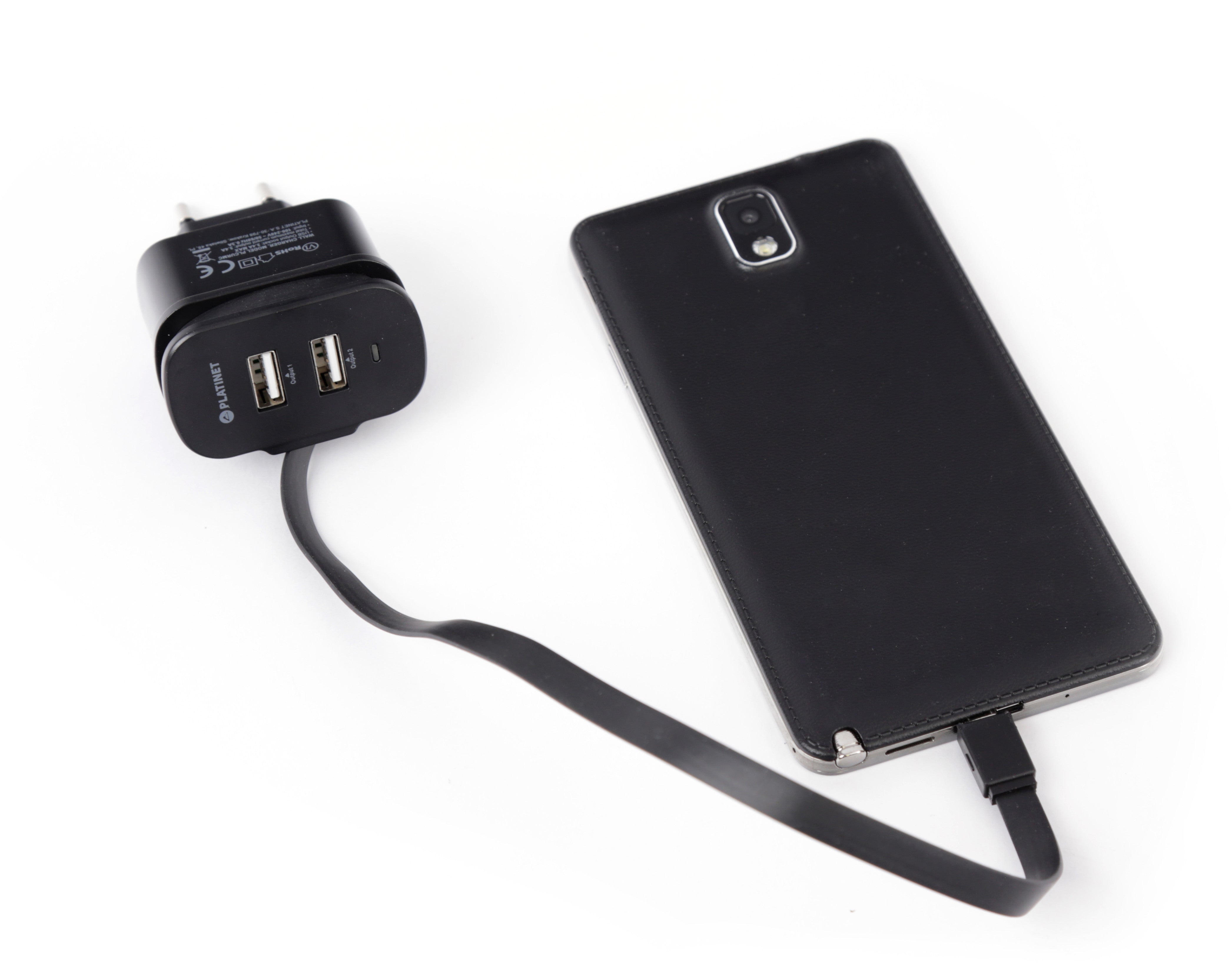 Chargeur Platinet 2xUSB 3,4A + câble USB-C (44654)