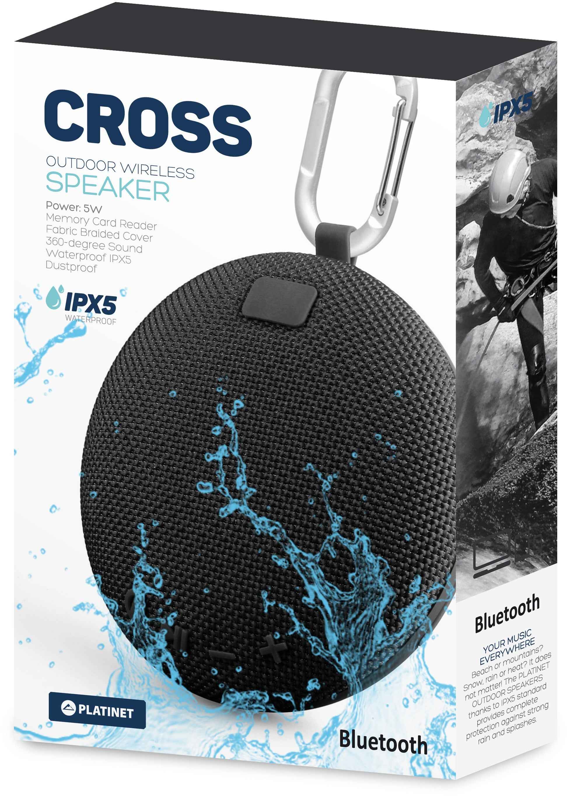 Enceinte sans fil Platinet Cross PMG14 BT, noire (44490)