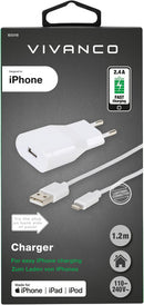 Chargeur Vivanco Lightning 2,4 A 1,2 m, blanc (60018)