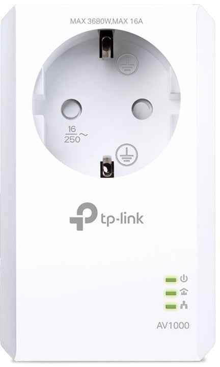 TP-LINK TL-PA7017P Powerline AV1000 Adapter Gigabit RJ45 Passthrough Powerline Adapter 1 Unit