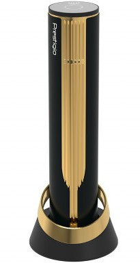 Prestigio Maggiore, tire-bouchon intelligent, 100% automatique, ouvre jusqu'à 70 bouteilles sans recharge, coupe-capsule inclus, design premium, batterie 480mAh, Dimensions D 48*H228mm, couleur noir + or.
