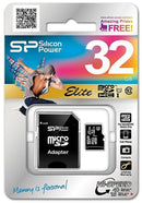 Silicon Power Elite /class 10 32GB mSD Card UHS-1 (U1) R/W: up to 85/10 MB/s, ECC function, Shock/water/x-ray-proof, w/ adapter