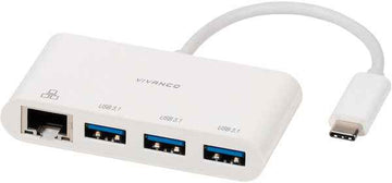 Adaptateur Vivanco USB-C - LAN + hub 3 ports (45388)