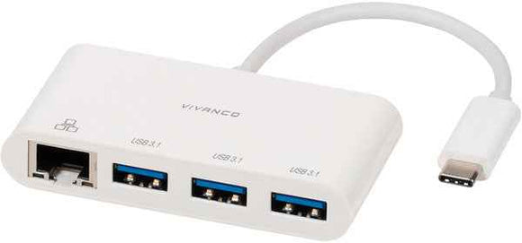 Adaptateur Vivanco USB-C - LAN + hub 3 ports (45388)
