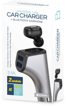 Chargeur voiture Platinet 2xUSB 3,1A + écouteurs Bluetooth Duos (44639)