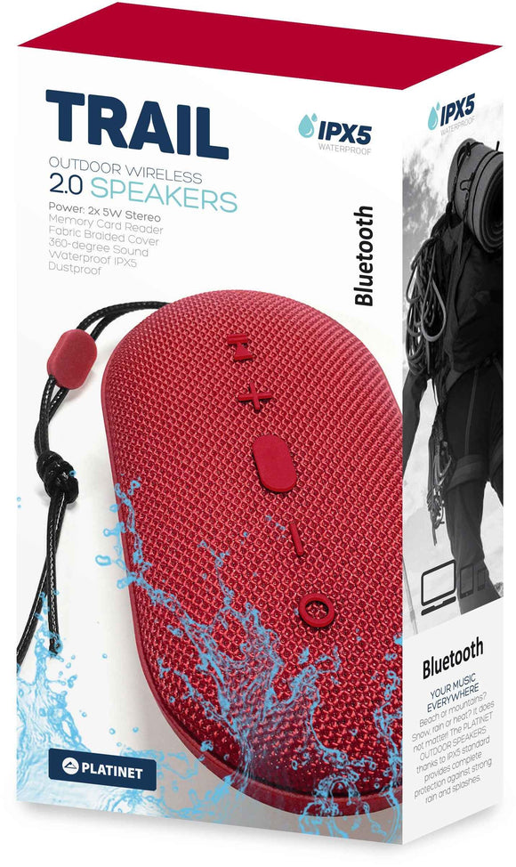 Enceinte sans fil Platinet Trail PMG12 BT, rouge (44485)