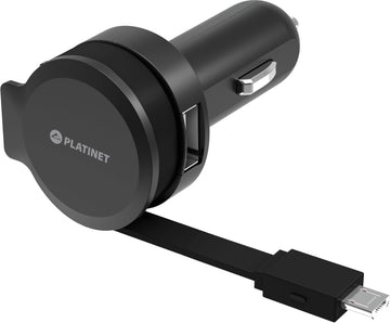 Platinet PLCRRCC Universal IC Car charger 2.4A USB + Rolling Micro USB Cable - 0