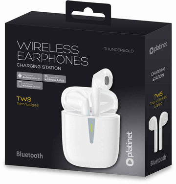 Écouteurs sans fil Platinet Thunderbolt, blancs (PM1010W)