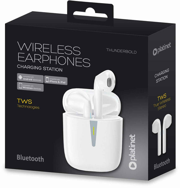 Écouteurs sans fil Platinet Thunderbolt, blancs (PM1010W)