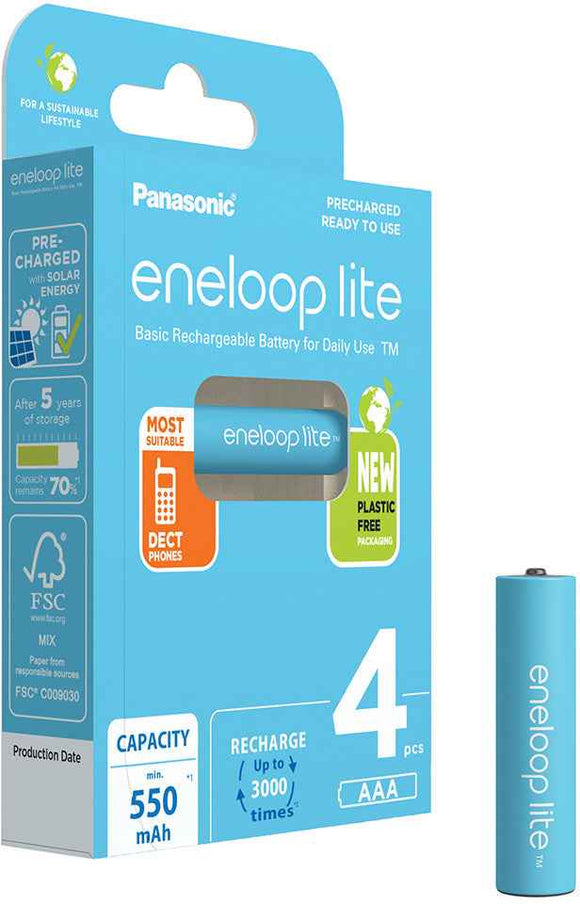 Rechargeable batteries PANASONIC ENELOOP LITE AAA 550 mAh 4 szt (BK-4LCCE/4CP)