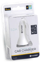 Chargeur voiture Platinet + câble 3xUSB 5200mA, blanc (43722)