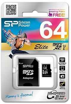 Silicon Power memory card microSDXC 64GB Elite + adapter