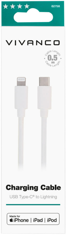 Vivanco cable Lightning - USB-C 50cm, white (62758)