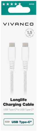 Vivanco cable USB-C - USB-C LongLife Charging 1.5m, white (62398)