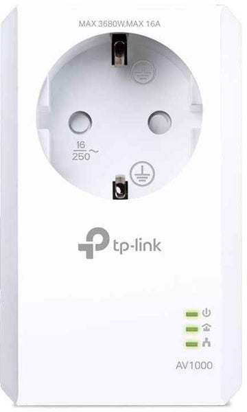 TP-LINK | AV1000 Gigabit Passthrough Powerline Adapter | TL-PA7017P | 1000 Mbit/s | Ethernet LAN (RJ-45) ports 1 | No Wi-Fi | Extra socket