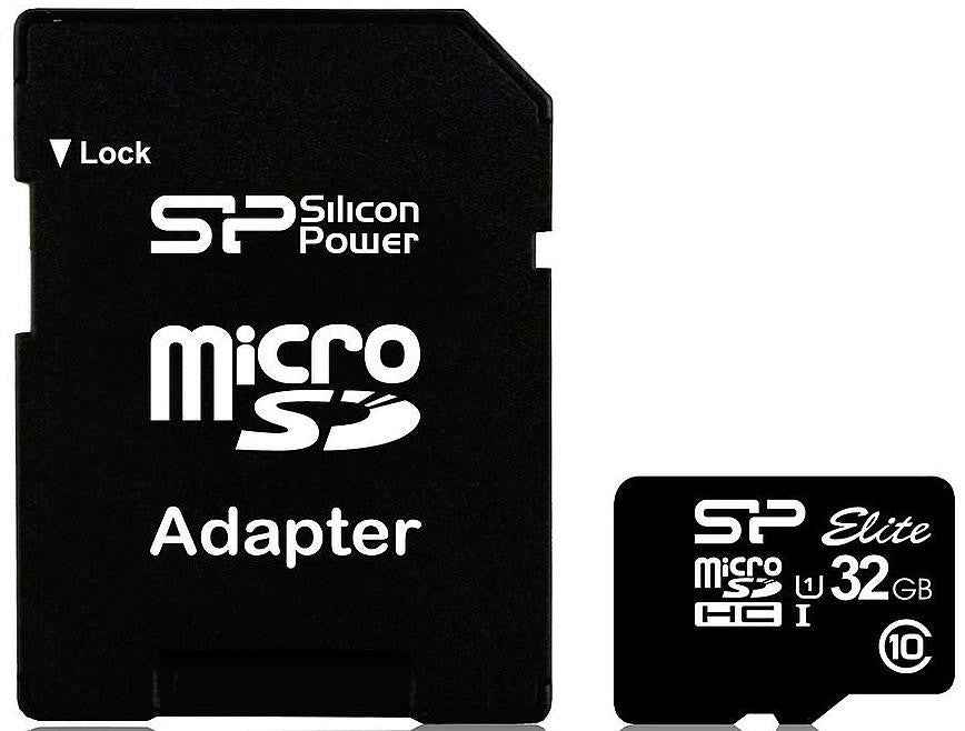 Silicon Power Elite /class 10 32GB mSD Card UHS-1 (U1) R/W: up to 85/10 MB/s, ECC function, Shock/water/x-ray-proof, w/ adapter