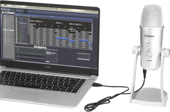 Microphone de studio usb à condensateur boya stéréo usb type-c lightning et usb-a  by-pm700sp  jaune