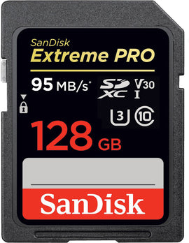 SANDISK Extreme PRO 128GB SDXC Memory Card + 2 years RescuePRO Deluxe up to 200MB/s & 90MB/s Read/Write speeds, UHS-I, Class 10, U3, V30