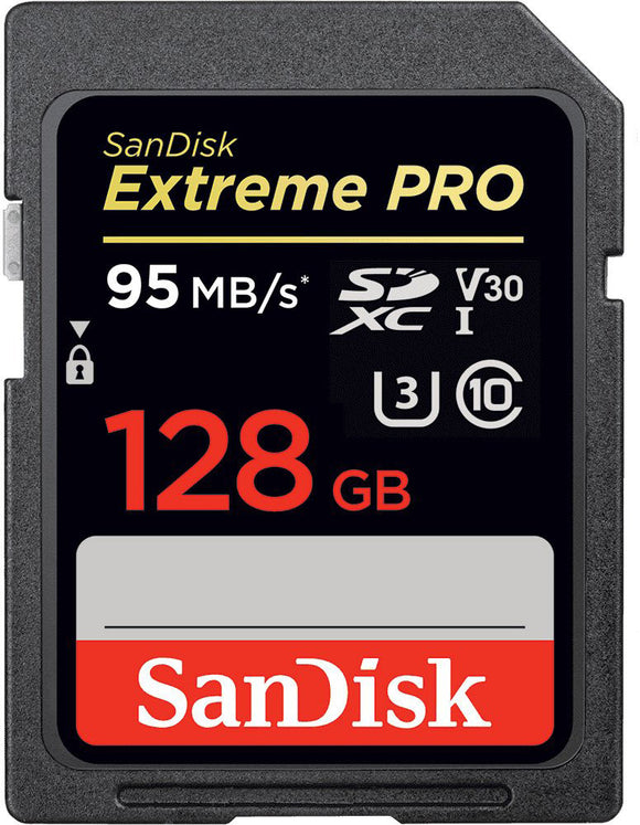 SANDISK Extreme PRO 128GB SDXC Memory Card + 2 years RescuePRO Deluxe up to 200MB/s & 90MB/s Read/Write speeds, UHS-I, Class 10, U3, V30